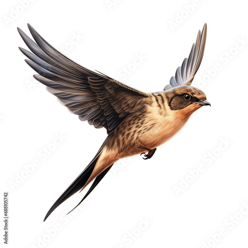Agile Swift Bird in Flight on Transparent Background