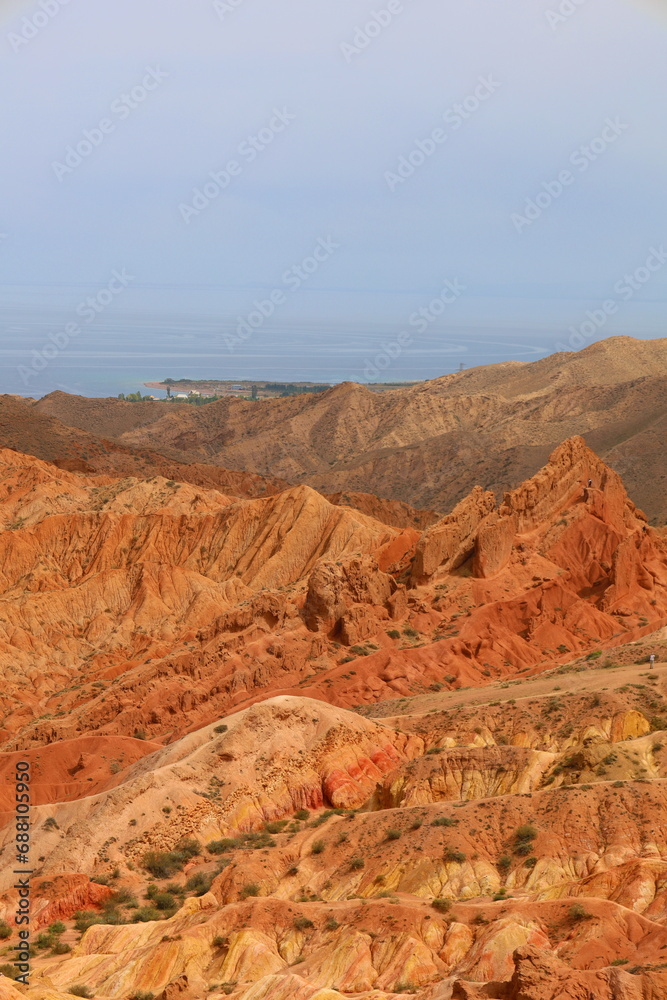 Fairytale Canyon Skazka located in Tosor next to Issyk-Kul lake, Kyrgyzstan