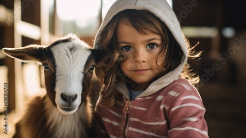 Little girl posing with his goat © PixelPaletteArt