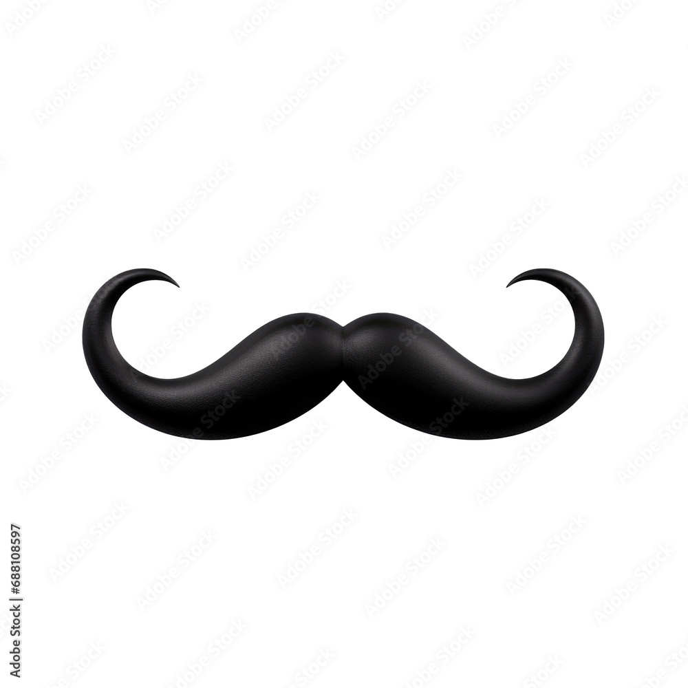 black 3d moustache isolated on a transparent background black 3d moustache isolated on a transparent background