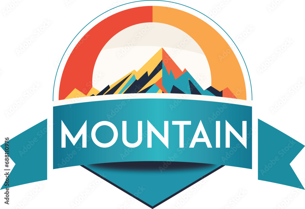 creative mountain log design, colorful mountain log design, mountain landscape silhouette logo