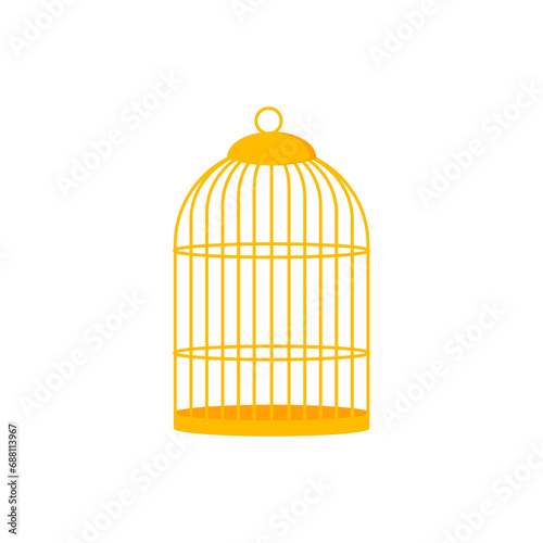 Obraz na płótnie Decorative golden bird cage illustration isolated on white background w salonie