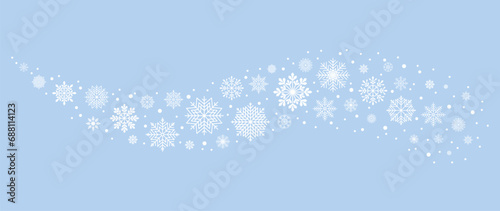Winter background with snowflakes and snow. Vector illustration.