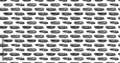 Small dash seamless pattern Dotted lines texture. Black and white hatching doodle organic shapes Short line dashes Brush hand drawn random strokes Fashion retro print design Vector Illustration