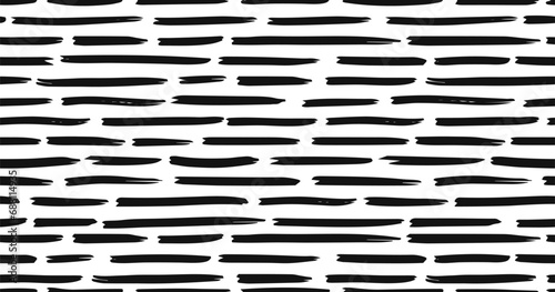 Small dash seamless pattern Dotted lines texture. Black and white hatching doodle organic shapes Short line dashes Brush hand drawn random strokes Fashion retro print design Vector Illustration