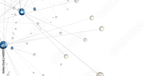 Big data visualization. Network connection structure with chaotic distribution of points and lines. 3D rendering.