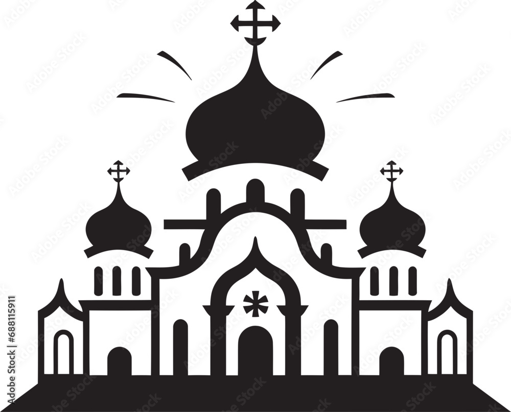 Spiritual Spire Church Vector Emblem Timeless Tranquility Church Icon Illustration