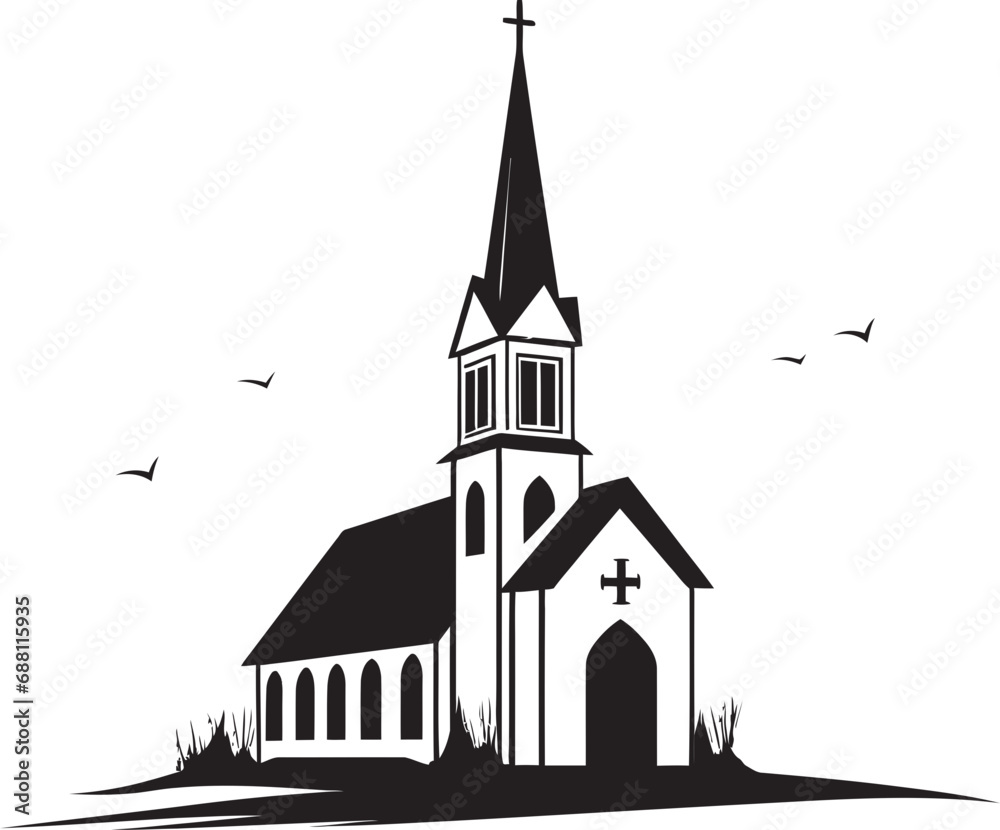 Celestial Columns Church Logo Image Serene Symmetry Church Vector Symbol