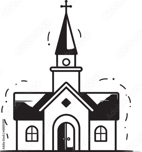 Celestial Charm Church Vector Illustration Hallowed Hues Church Iconic Symbol