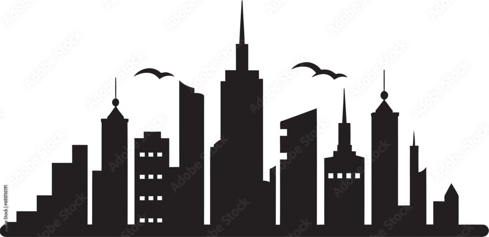 Fototapeta premium Metropolitan Vista Buildings Vector Symbol Downtown Architecture Iconic Cityscape Design