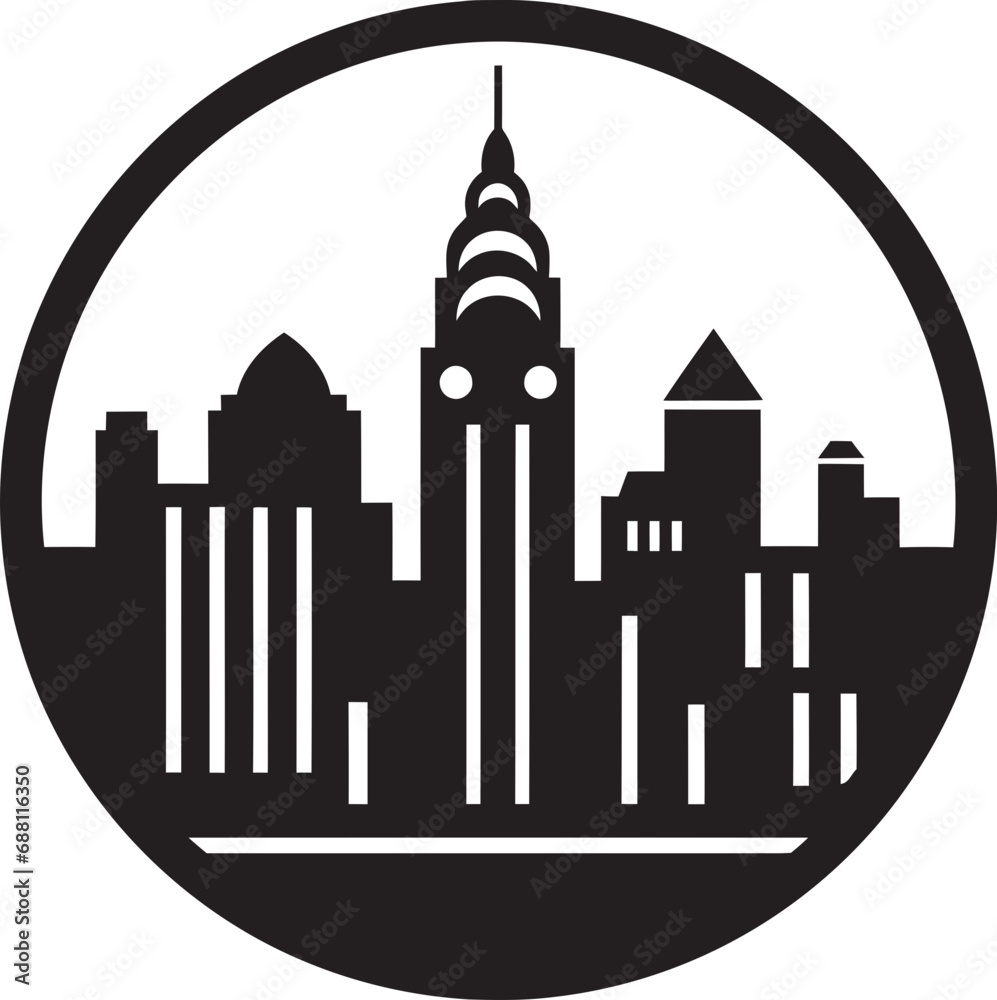 Urban Panorama Iconic Skyline Mark Cityscape Canvas Buildings Logo Symbol