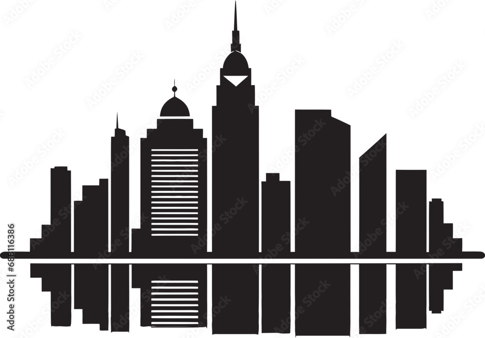 Cityscape Canvas Iconic Buildings Design Skyline Showcase Buildings Vector Illustration