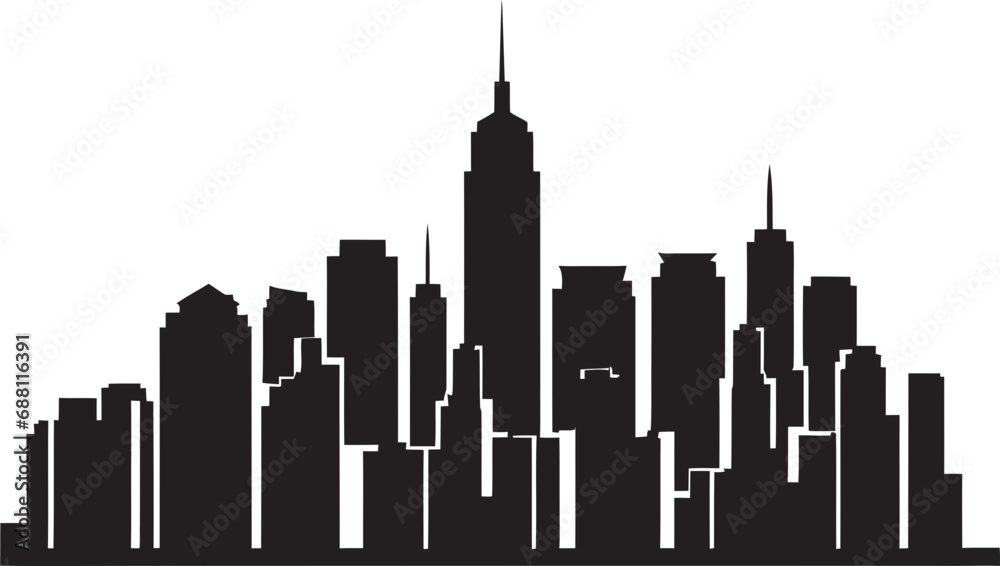 Downtown Horizons Buildings Vector Symbol Skyscraper Silhouette City Buildings Icon Illustration