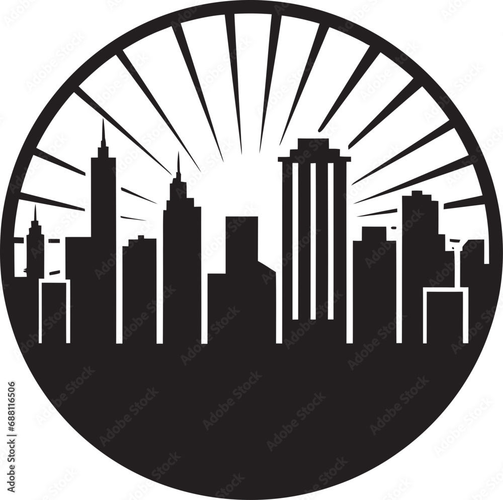 Fototapeta premium Urban Mosaic Buildings Logo Design Cityscape Mirage Iconic Skyline Image