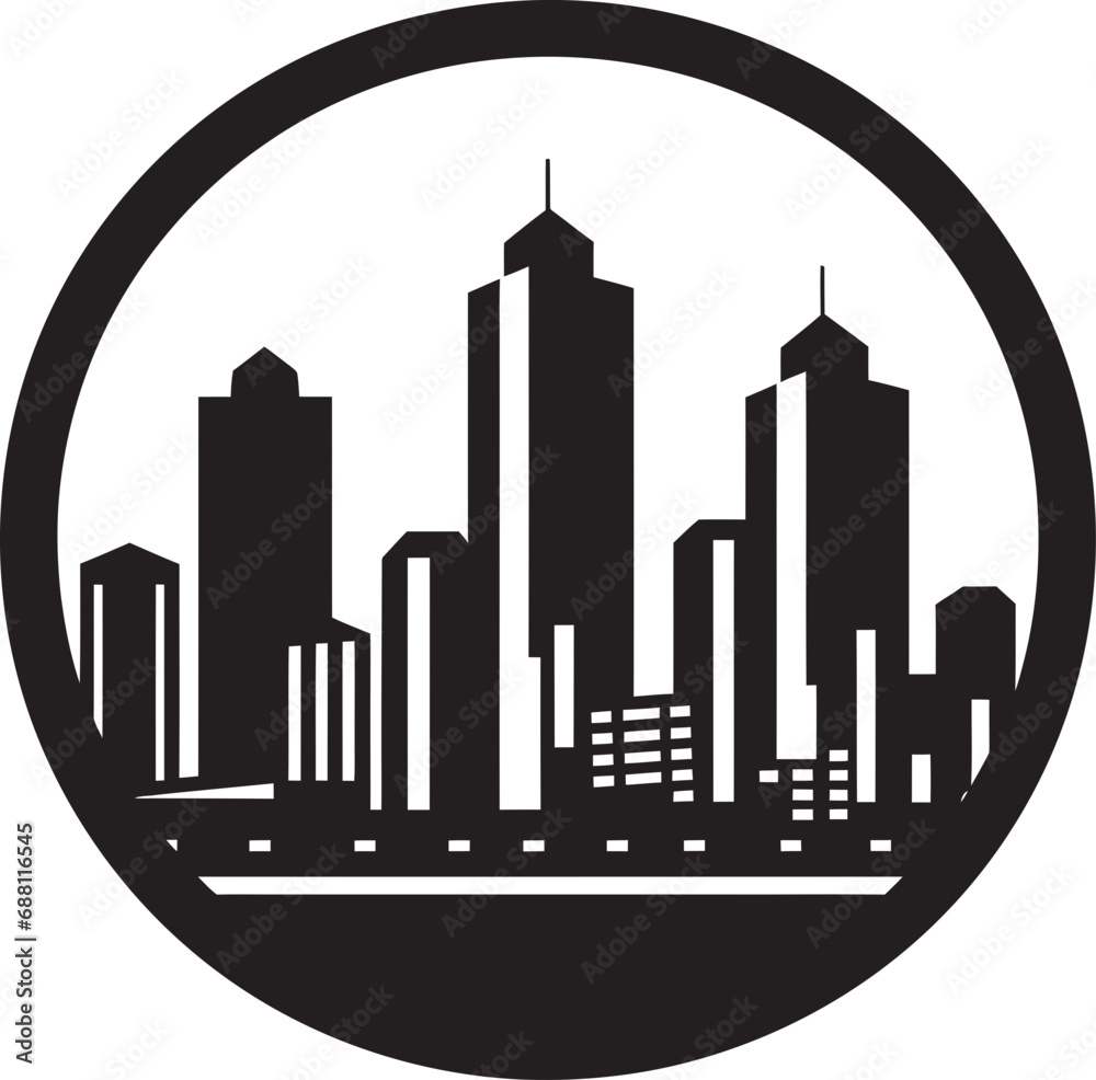 Cityscape Canvas Buildings Logo Symbol Metro Majesty Buildings Vector Icon