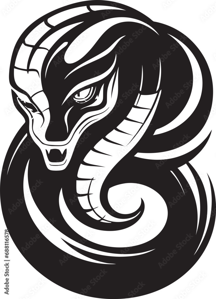 Obraz premium Sleek Slither Iconic Cobra Image Cobra Coils Snake Vector Icon