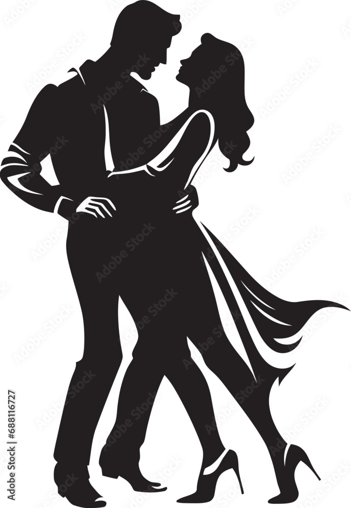 Ballroom Bliss Couple Logo Design Captivating Cadence Iconic Dance Image