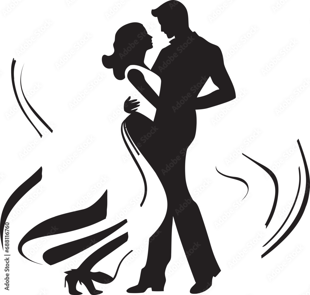 Glide and Grace Couple Logo Symbol Symphonic Steps Dancing Couple Vector Icon