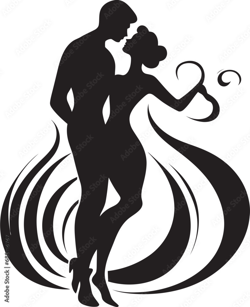 Twirling Tango Dancing Couple Vector Illustration Enchanted Elegance Iconic Dance Symbol