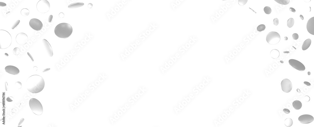 silver Rainfall: Astonishing 3D Illustration of silver Confetti Shower silver Rainfall: Astonishing 3D Illustration of silver Confetti Shower