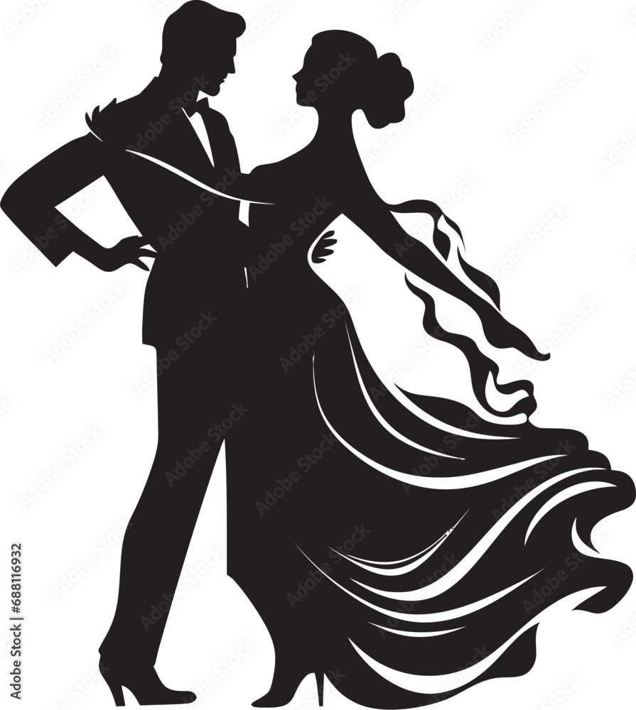 Swaying Serenade Couple Logo Image Flowing Flourish Iconic Dance Emblem