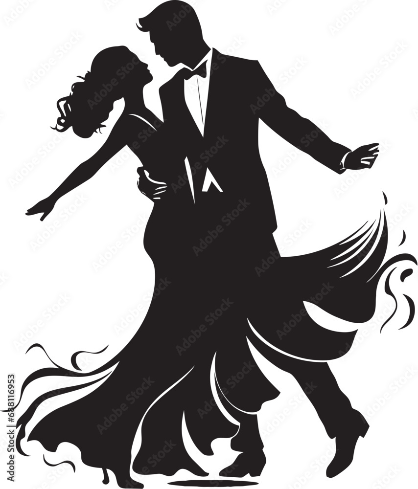 Enchanted Embrace Dancing Couple Emblem Rhythmic Reverie Dance Logo Icon