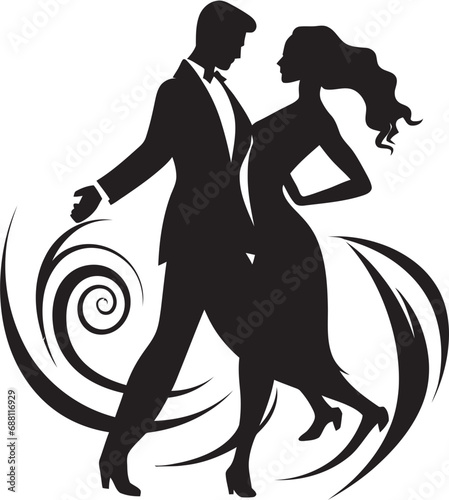 Melodic Movement Dance Logo Icon Elegant Ensemble Iconic Couple Mark