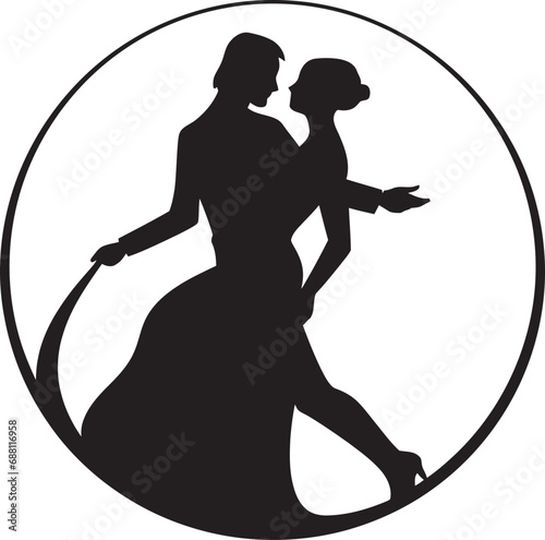 Graceful Glide Dancing Couple Vector Icon Melodic Movement Iconic Dance Design