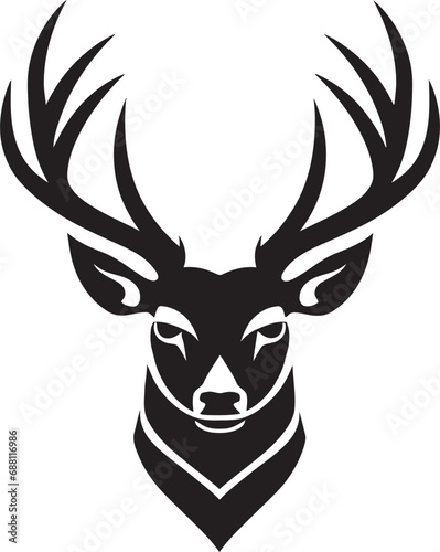 Aesthetic Antlers Iconic Deer Mark Stag Silhouette Deer Head Vector Illustration © BABBAN