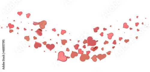 Fototapeta Naklejka Na Ścianę i Meble -  Falling red and pink hearts isolated on transparent background. Valentine’s day design. 3D rendering