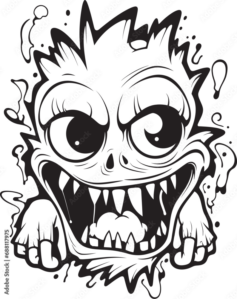 Macabre Presence Creepy Lineart Monster Emblem Design Abyssal Horror Thick Lineart Monster Logo Icon
