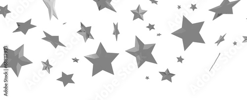 Fototapeta Naklejka Na Ścianę i Meble -  Abstract pattern of random falling silver stars on transparent background.