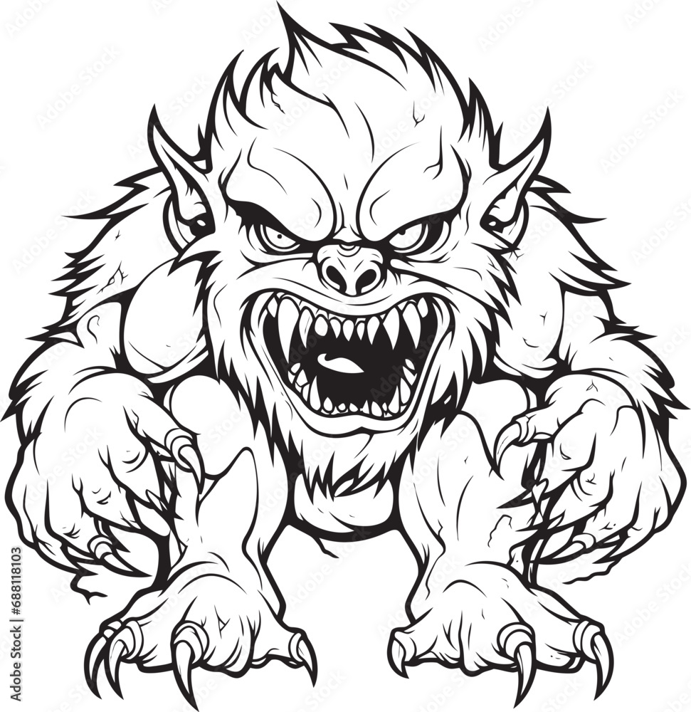 Nightmare Incarnate Evil Lineart Monstrosity Design Inky Horror Lineart Monster Illustration