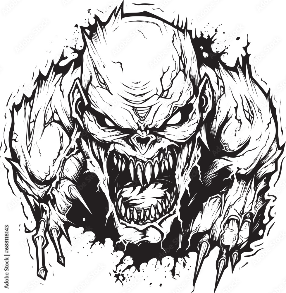 Obraz premium Malevolent Manifestation Terrifying Lineart Fiend Image Dark Abomination Thick Lineart Monster Icon