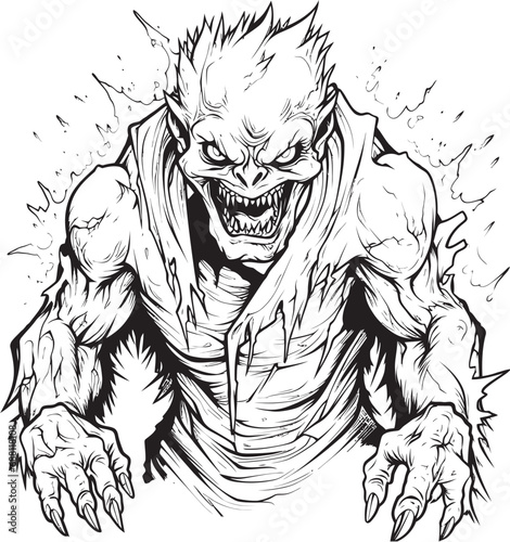 Inky Horror Lineart Monster Illustration Malevolent Manifestation Terrifying Lineart Fiend Image