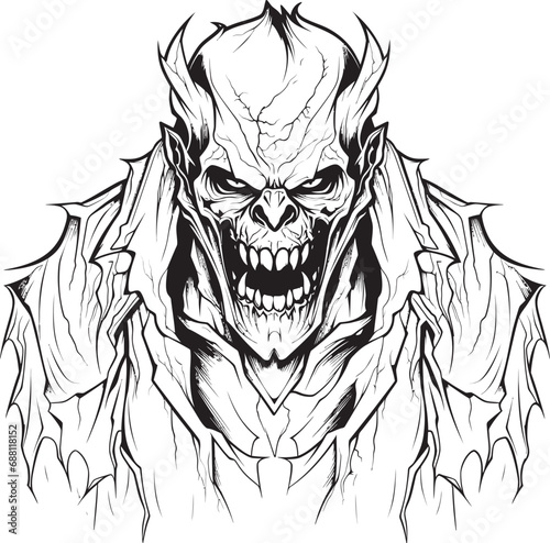 Eldritch Terror Creepy Lineart Monster Emblem Design Macabre Presence Thick Lineart Monster Logo Icon