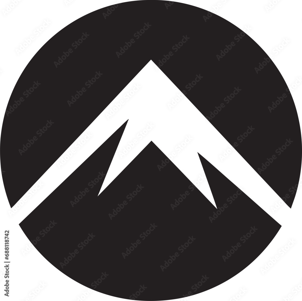 Elevated Grandeur Mountain Vector Icon Crested Zenith Mountain Symbol