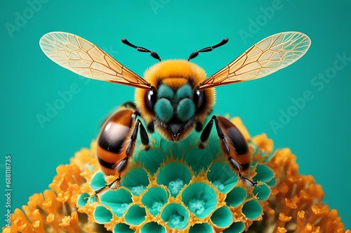 An attractive honey bee on a flower © prasanna