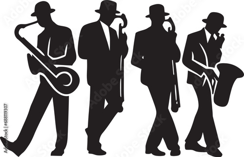 Swinging Melodies Stick Figure Jazz Crew Image Animated Jazz Musicians Stick Figure Vector Icon
