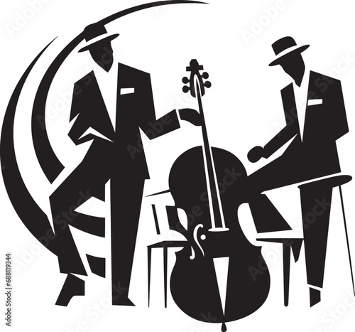 Canvas Print Melodic Rhythm Jazz Musicians Silhouette Image Jazzscape Harmony Stick Figure Mu