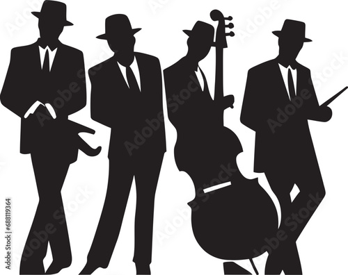 Harmonic Motion Jazz Musicians Emblem Groove Ensemble Stick Figure Jazz Musicians Emblem
