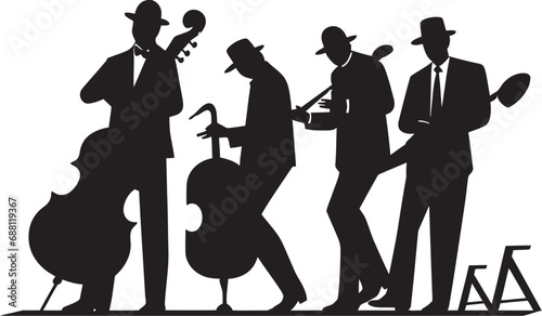 Swinging Melodies Stick Figure Jazz Crew Image Animated Jazz Musicians Stick Figure Vector Icon
