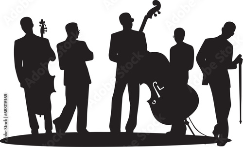 Soulful Stance Jazz Musicians Iconic Illustration Swinging Melodies Stick Figure Jazz Crew Image