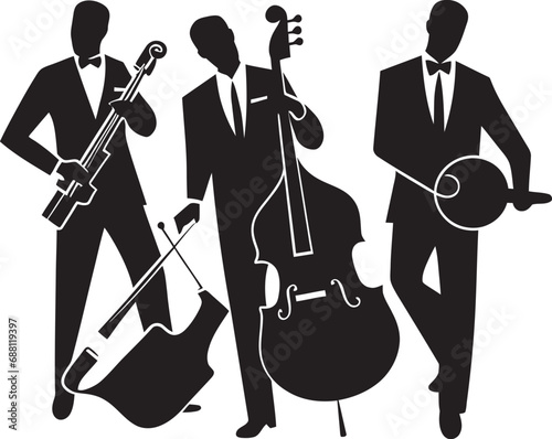 Smooth Flow Stick Figure Jazz Group Design Melodic Rhythm Jazz Musicians Silhouette Image