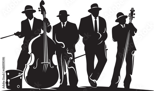 Elegant Sync Stick Figure Jazz Band Vector Illustration Bluesy Steps Jazz Musicians Symbol