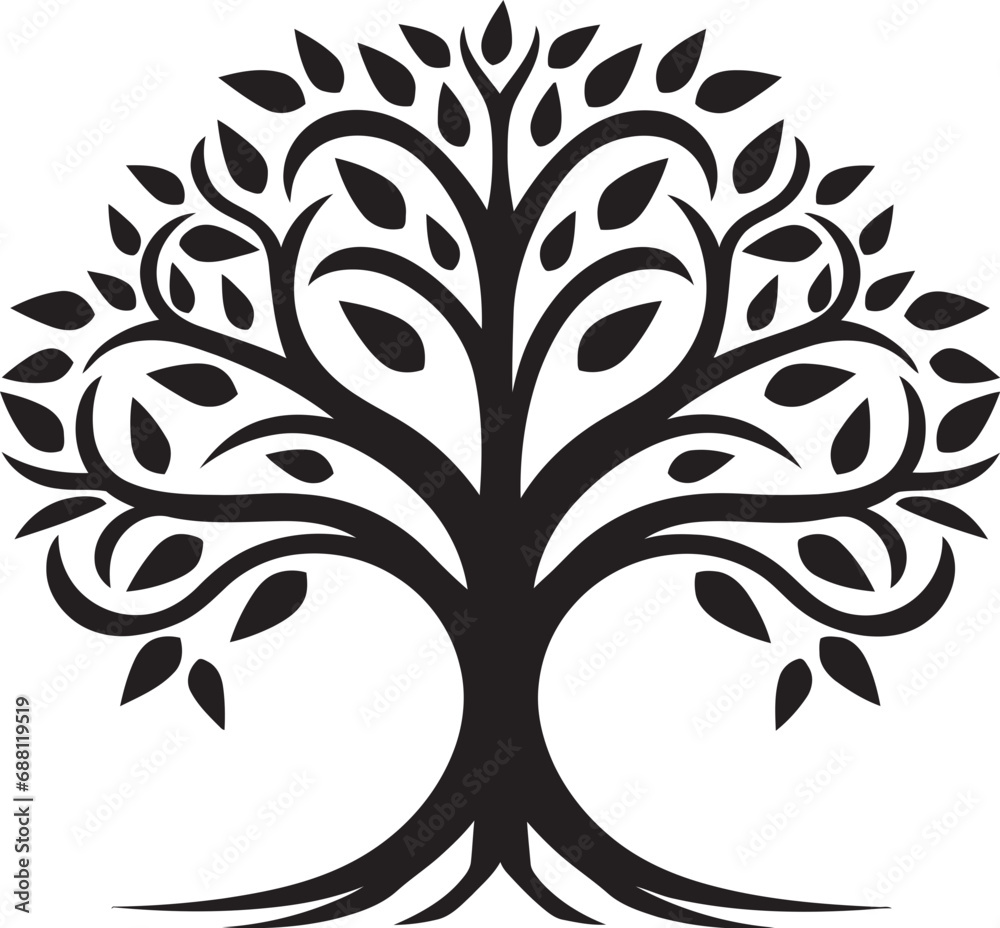 Forest Harmony Tree Icon Symbol Canopy Essence Tree Emblem Design Forest Harmony Tree Icon Symbol Canopy Essence Tree Emblem Design