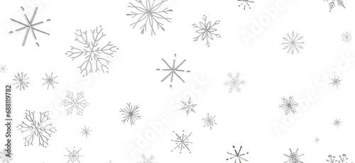 Snowflake Ballet: Exquisite 3D Illustration of Descending Festive Snowflakes in Motion