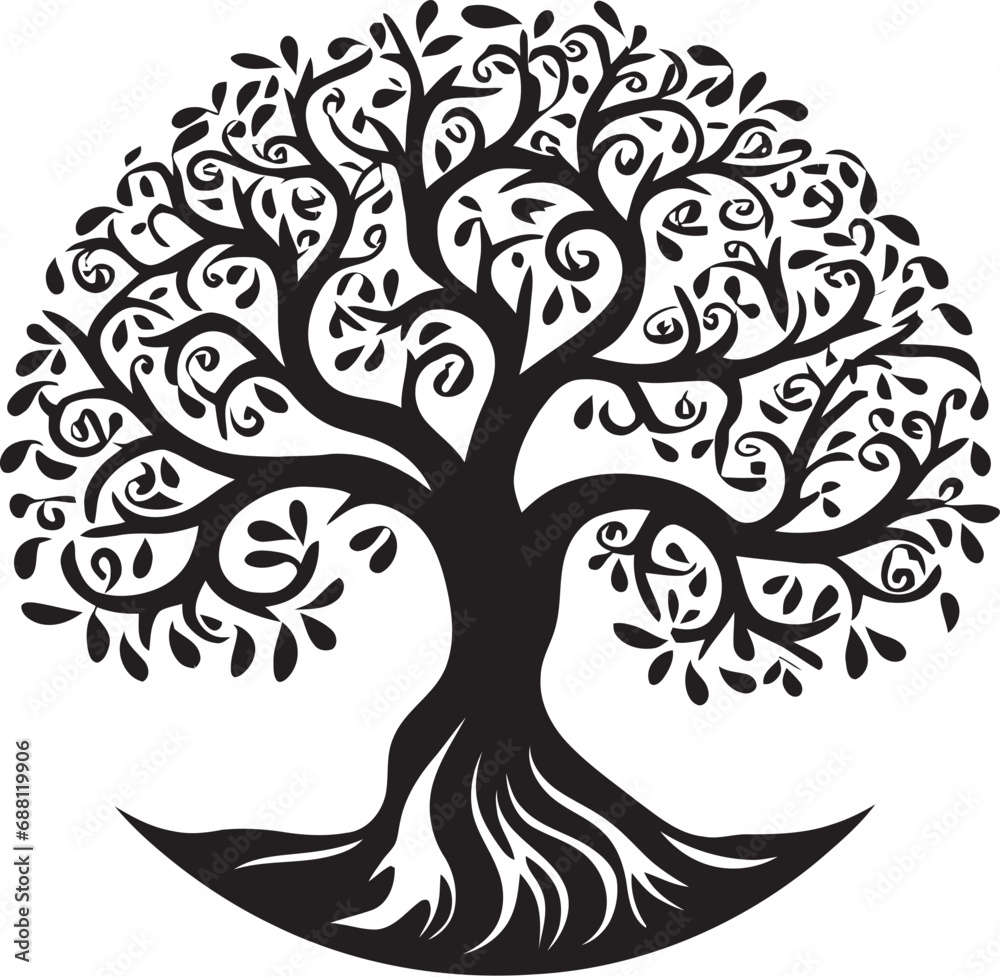 Obraz premium Verdant Legacy Iconic Tree Logo Icon Grove Guardian Tree Icon Mark