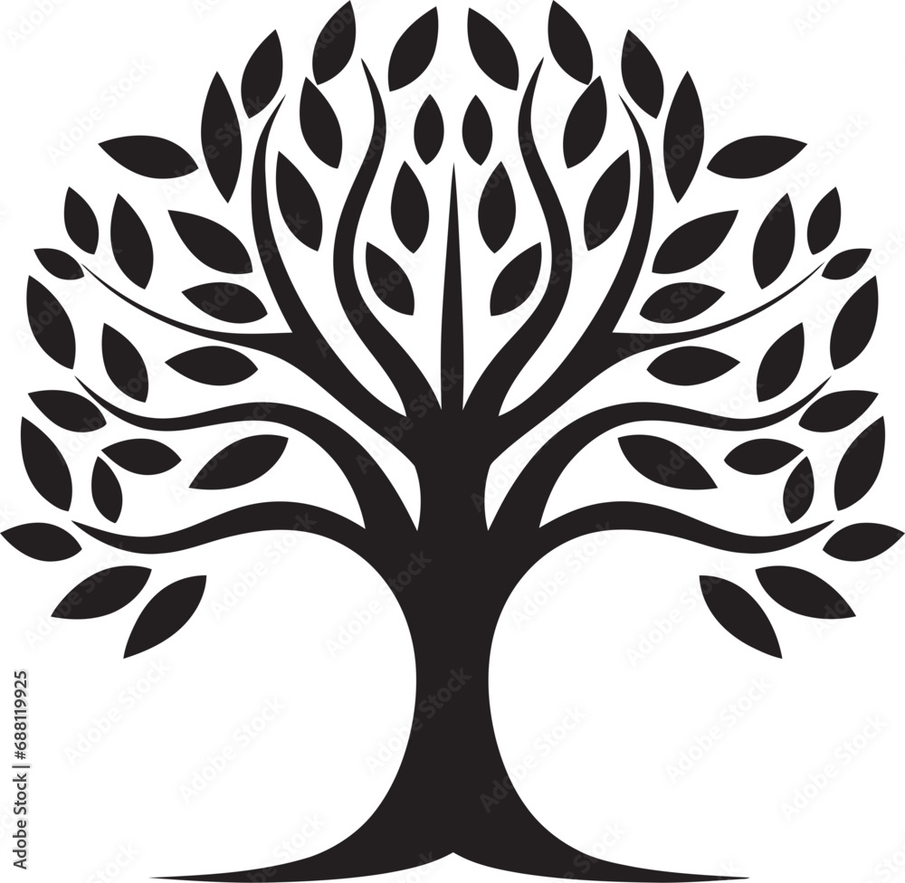 Obraz premium Rooted Legacy Tree Vector Icon Majestic Arbor Tree Emblem Design