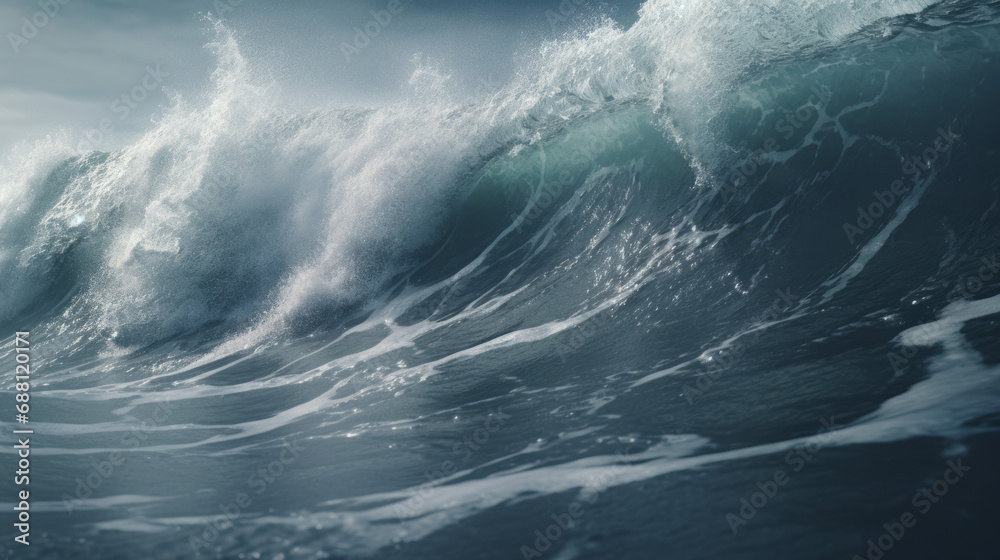 Storm at sea and ocean. Ocean waves. Big waves. 